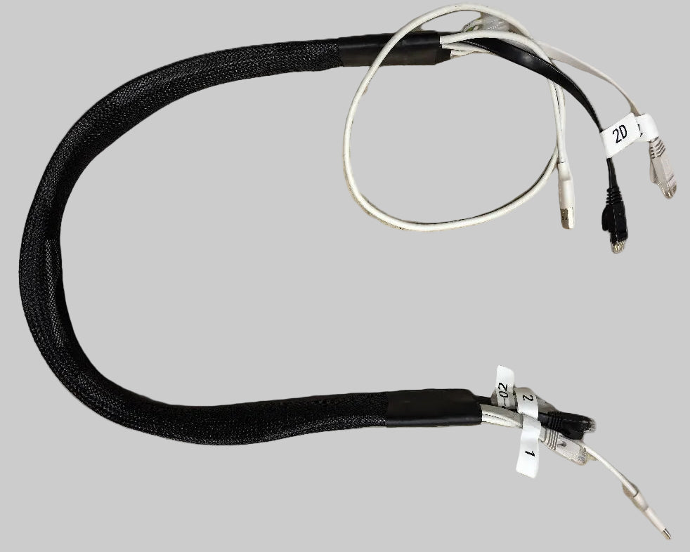 Black lanyard with metal clips on a white background